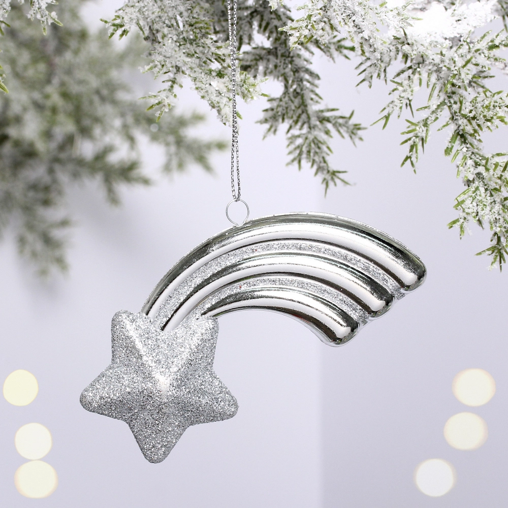 Ёлочная игрушка «Звезда желаний» 11*5*1,5 см, серебро