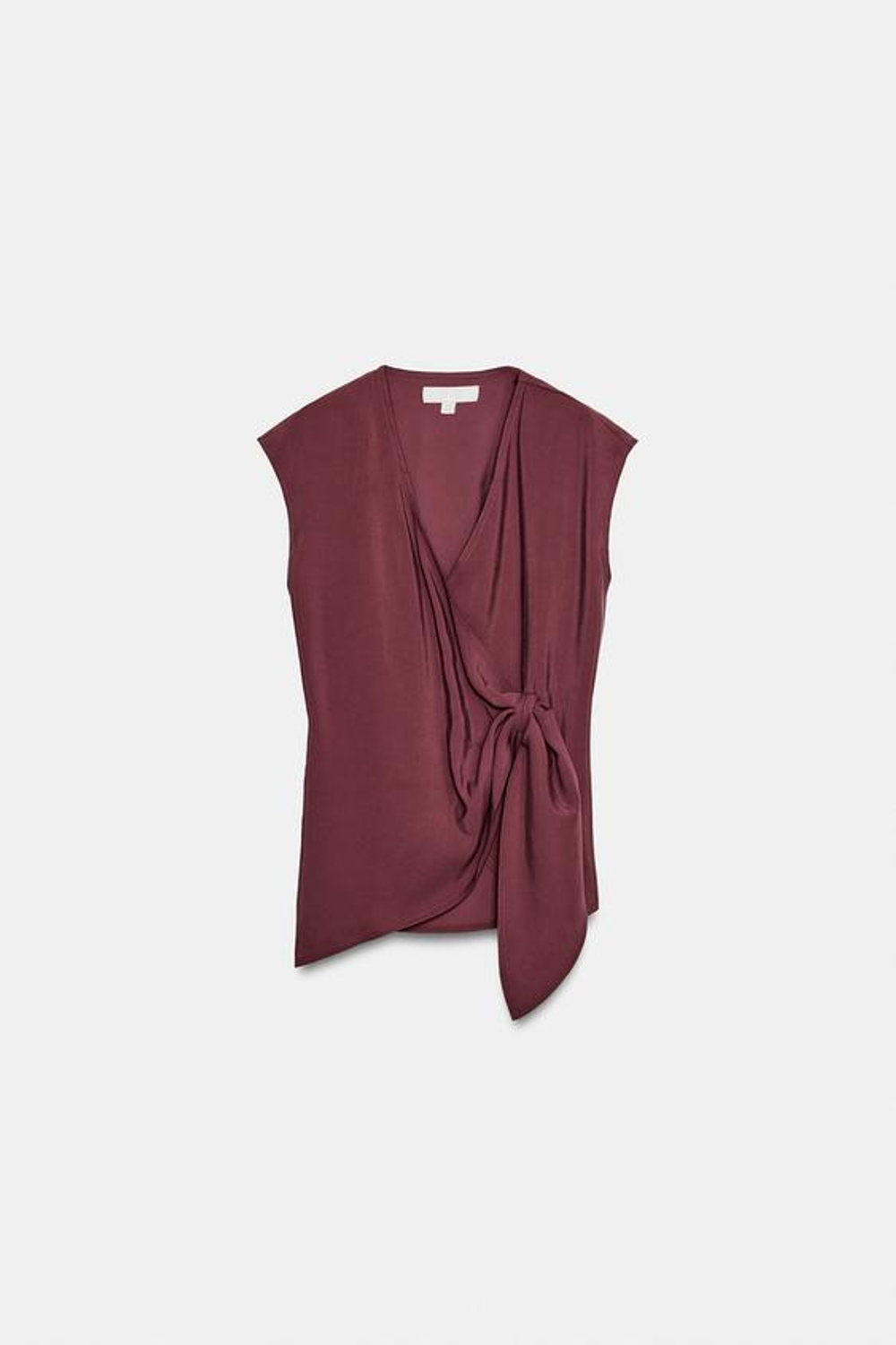 ZARA СТРУЯЩИЙСЯ ТОП С УЗЛОМ, ТЕМНЫЙ ЧЕРЕПИЧНЫЙ