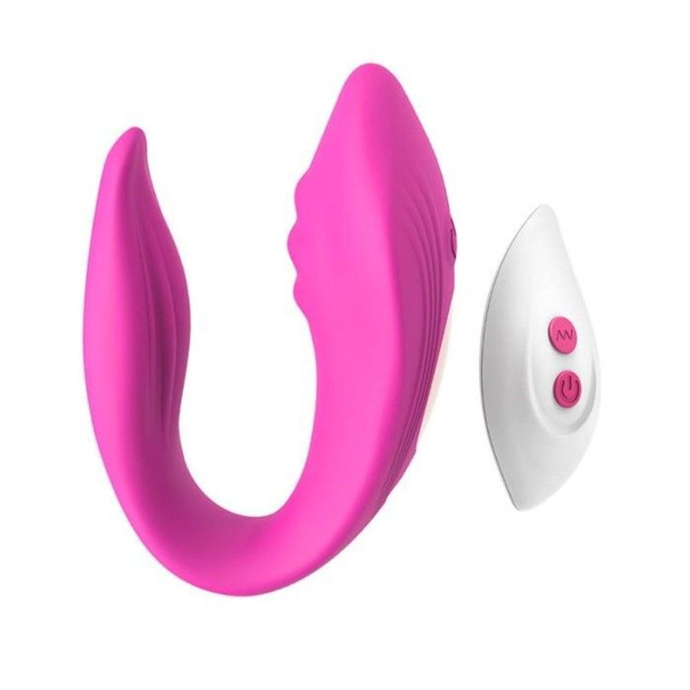 Розовый вибратор для пар с 10 режимами вибрации и пультом ДУ (Цвет: розовый)