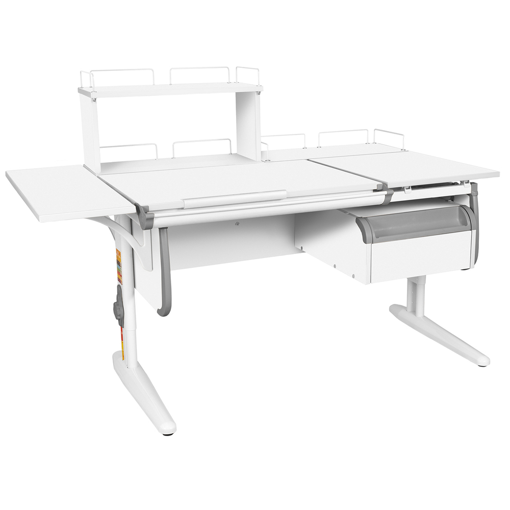 Растущая парта с навесной тумбой, задними и боковой полками Дэми СУТ 25-05-Б1Д1 (1500×880 мм)