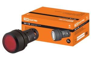 Кнопка  SB7-CW3465-220V. d22мм. красная LED. 1з+1р  SQ0746-0035  TDM