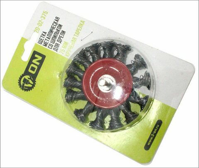 Щетка для дрели Колесо100 мм крученая 3-ON 20-02-310