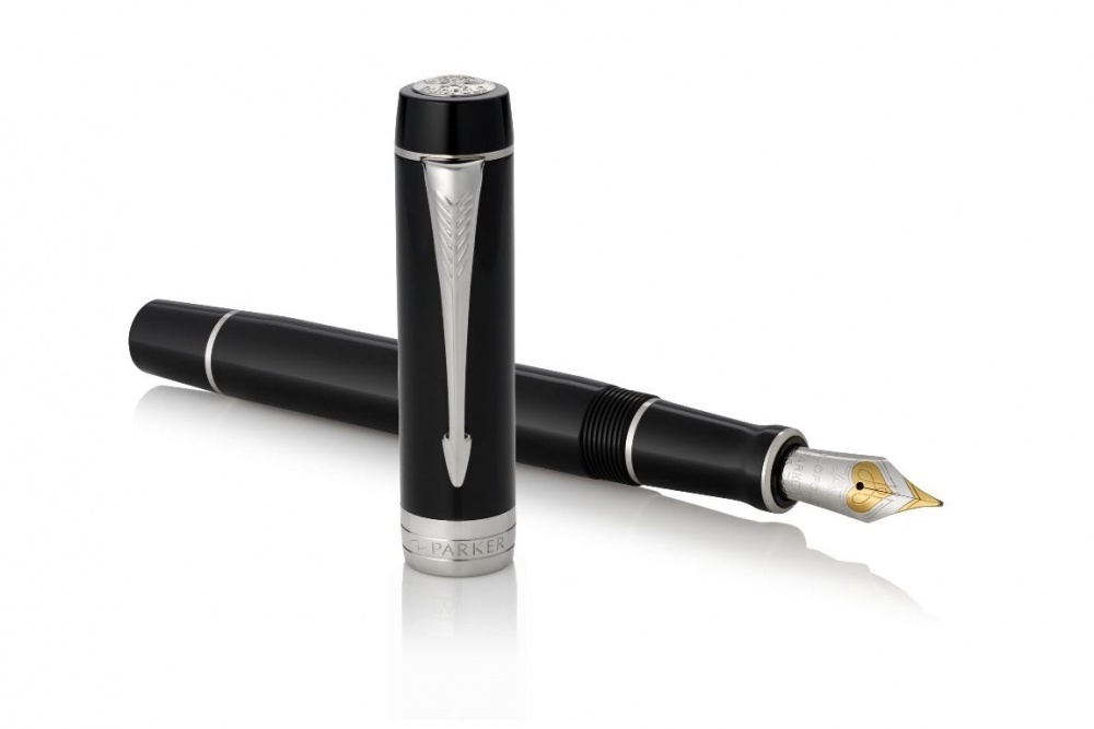Перьевая ручка Parker Duofold Classic Black CT Centennial Fountain Pen 1931365, перо: F, цвет чернил: black, в подарочной упаковке.