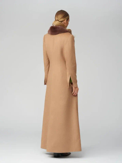 Женское шерстяное пальто с мехом бобра