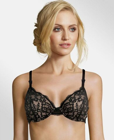 Поддерживающий бюстгальтер с формованными чашками (Размер: 70B) (Цвет: черный с бежевым)