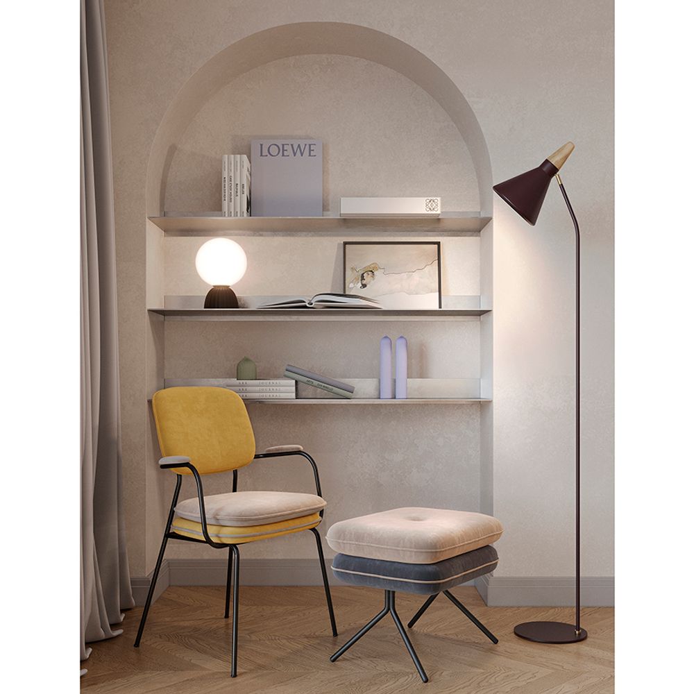 Пуф Pea, велюр, бежевый/темно-серый