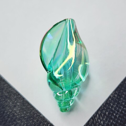 Бусина ракушка, акрил, бирюзовая, голубая, морская раковина, р-р 38×21мм