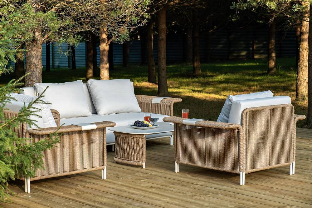 "Мальдивы" лаунж-зона из искусственного ротанга, цвет соломенный