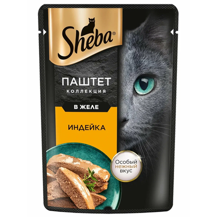 Влажный корм Sheba для кошек паштет индейка в желе 75 гр
