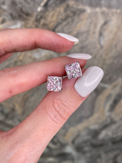 Серьги-гвоздики розовые 8 мм