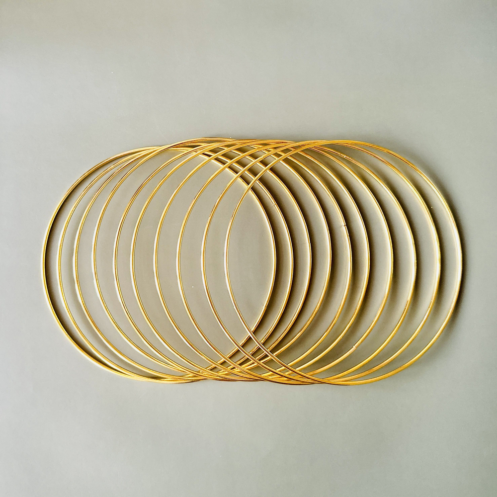 Кольца для макраме 25 см 10 шт в наборе, цвет золотистый, неразъемное / кольцо металлическое основа для рукоделия / основа для ловца снов