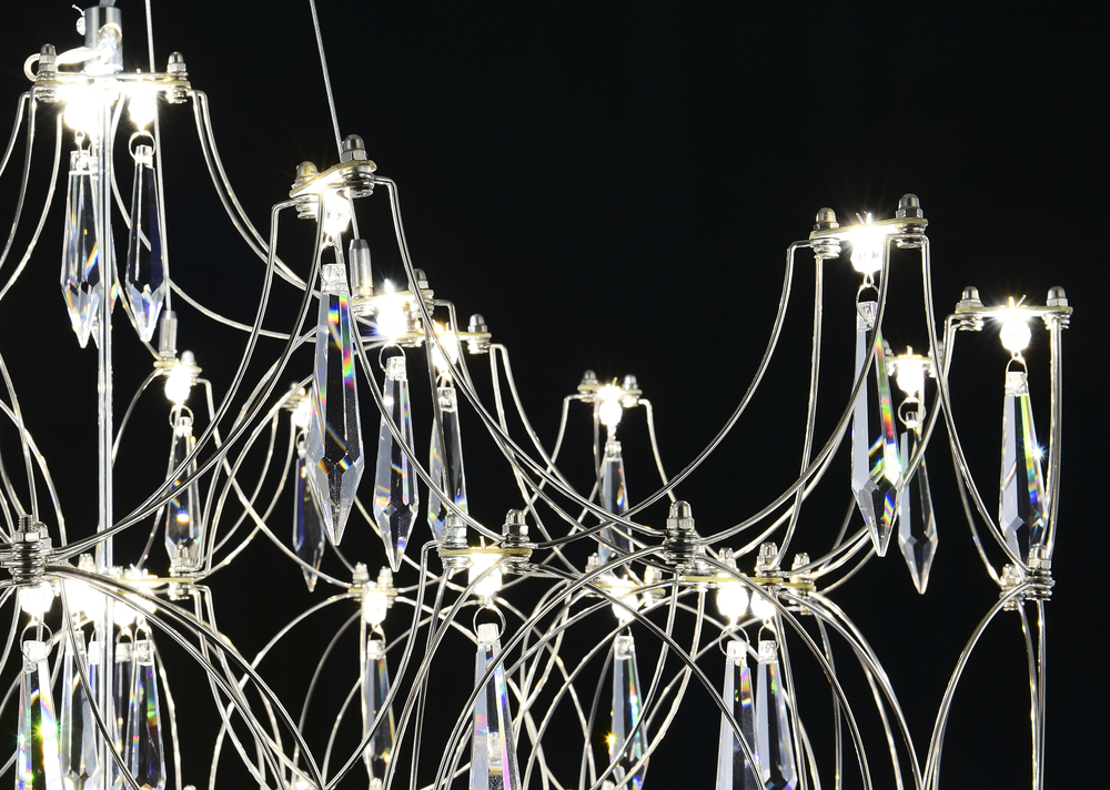 Подвесная люстра светодиодная с пультом и хрустальными подвесками Asfour MyFar Ileria MR2650-57P-76AP