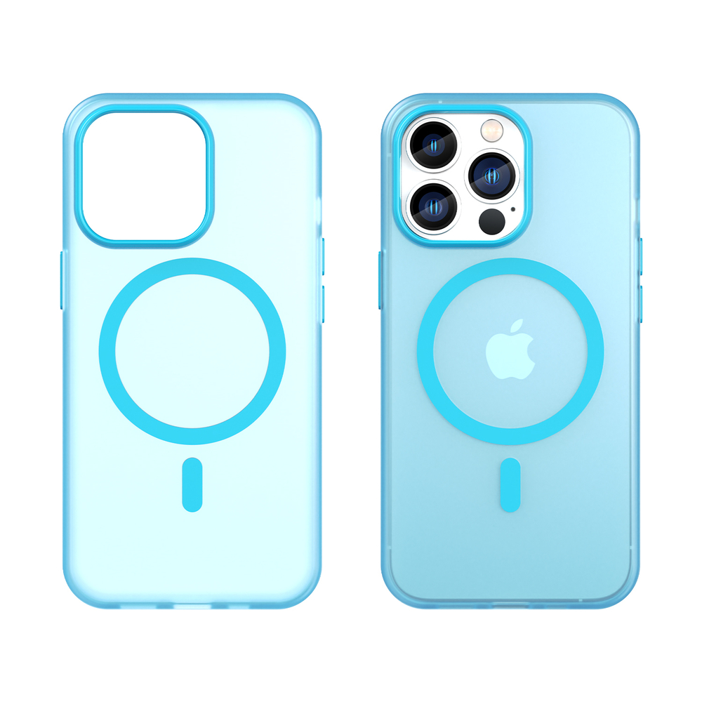 Мягкий чехол светло-синего цвета с поддержкой MagSafe для iPhone 13 Pro Max, серия Frosted Magnetic