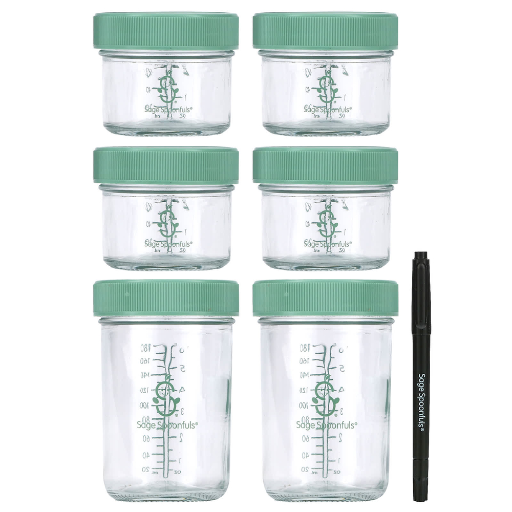 Sage Spoonfuls, Стеклянные банки для хранения детского питания, 6 шт.