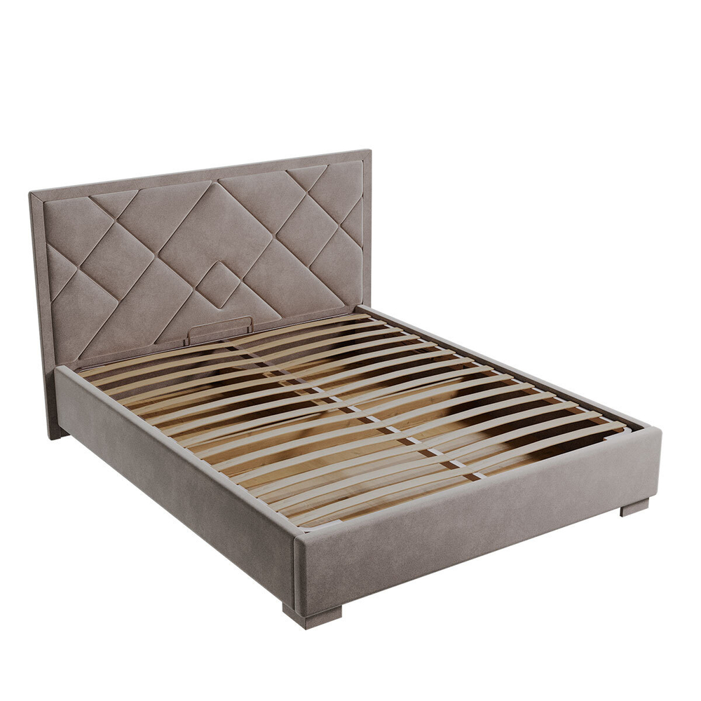 Кровать Бриджит, велюр бежевый жемчуг