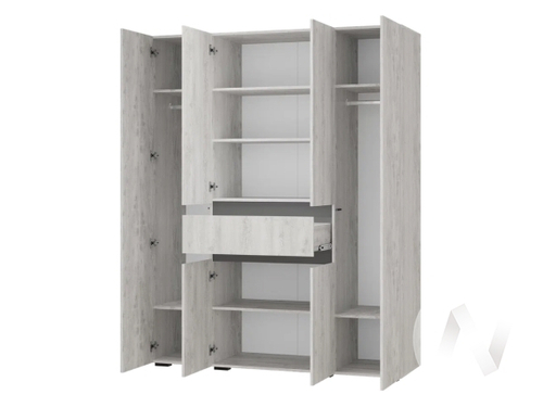 Шкаф 4-х створчатый ШК-13 Гостиная Мрия (бетон пайн светлый/графит)