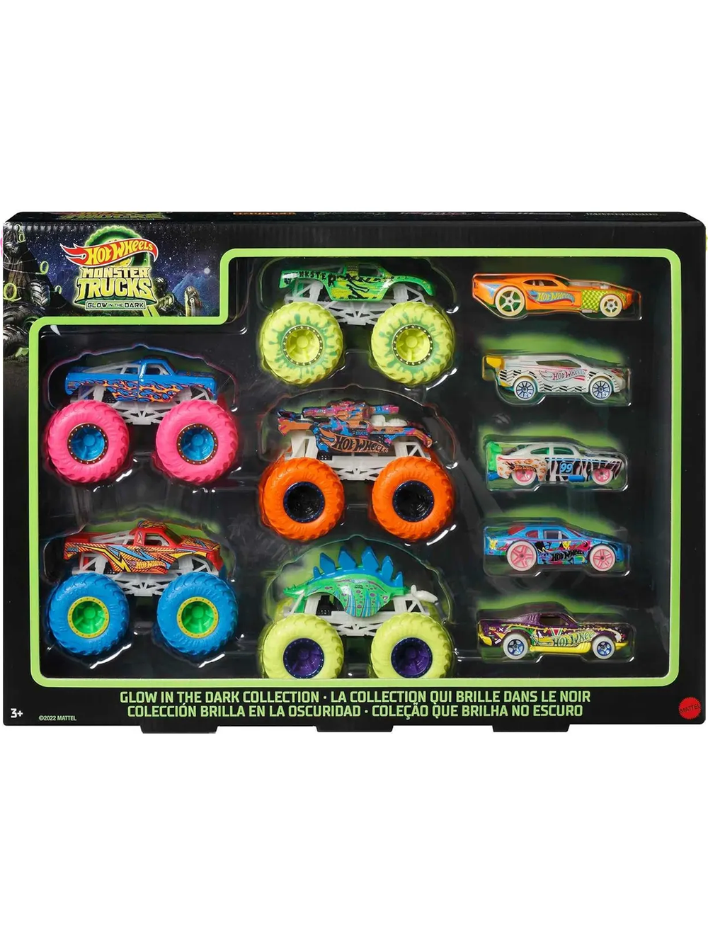 Игровой набор Hot Wheels Светящиеся авто и грузовики HCB57 | Hot Wheels Monster Trucks Glow in the Dark Collection 4+