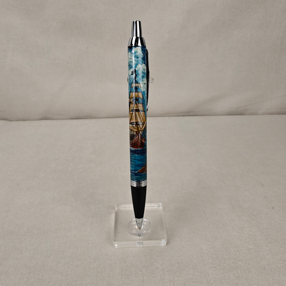 Ручка шариковая "Парусник" с ручной росписью Палех