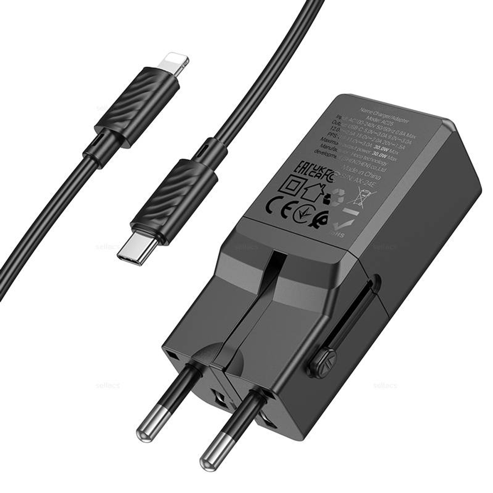 Зарядное устройство на Lightning Hoco AC25 Mini PD30W+QC3.0 (black)