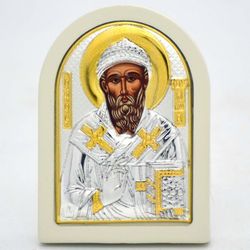 Спиридон Тримифунтский. Маленькая икона в серебряном окладе.