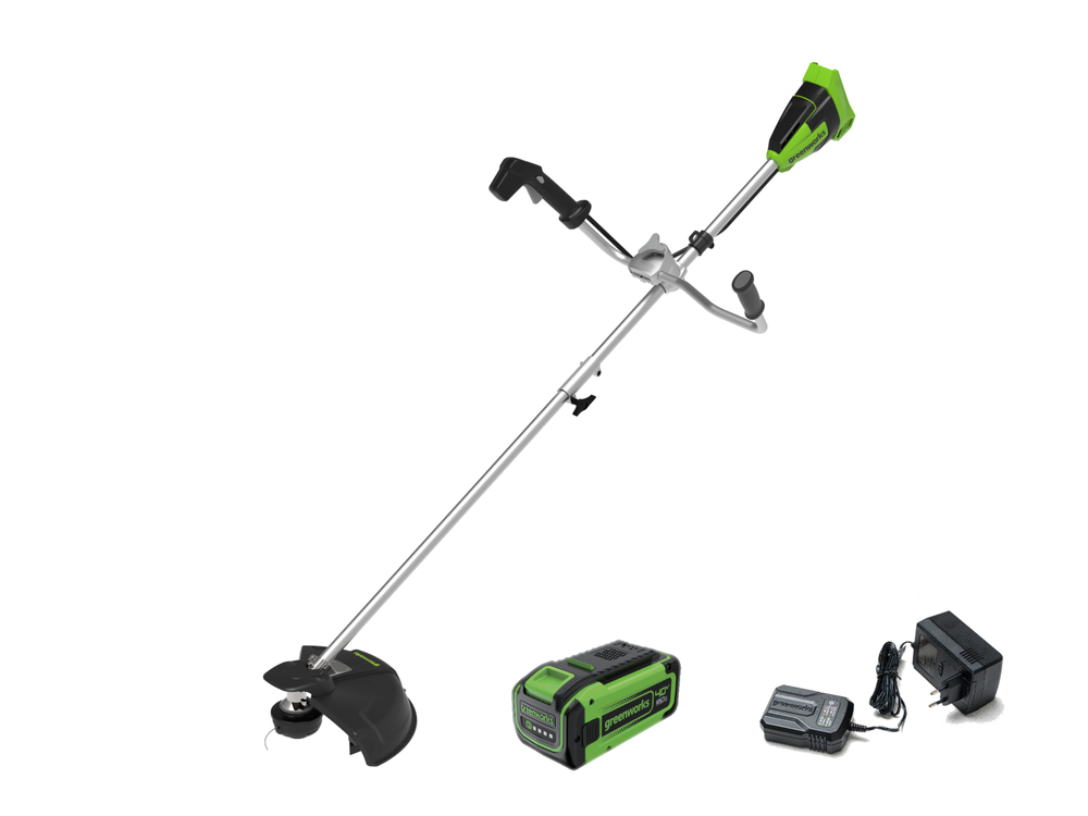 Триммер аккумуляторный Greenworks GD40BCB, 40V, 40 см, бесщеточный, с 1хАКБ 8Ач и ЗУ (2105707UH)