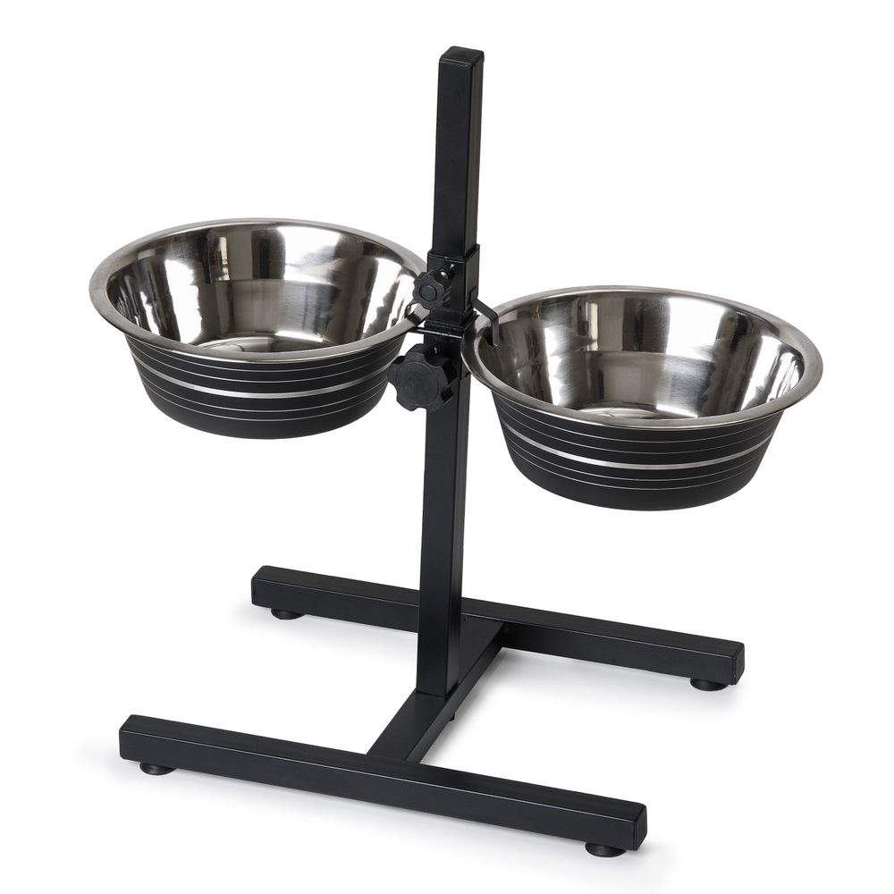 Double Diner черные миски на универсальной подставке 2 х 4 л.