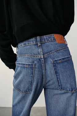 ZARA ДЖИНСЫ Z1975 REGULAR FIT LONG LENGTH С ВЫСОКОЙ ПОСАДКОЙ, СИНИЙ