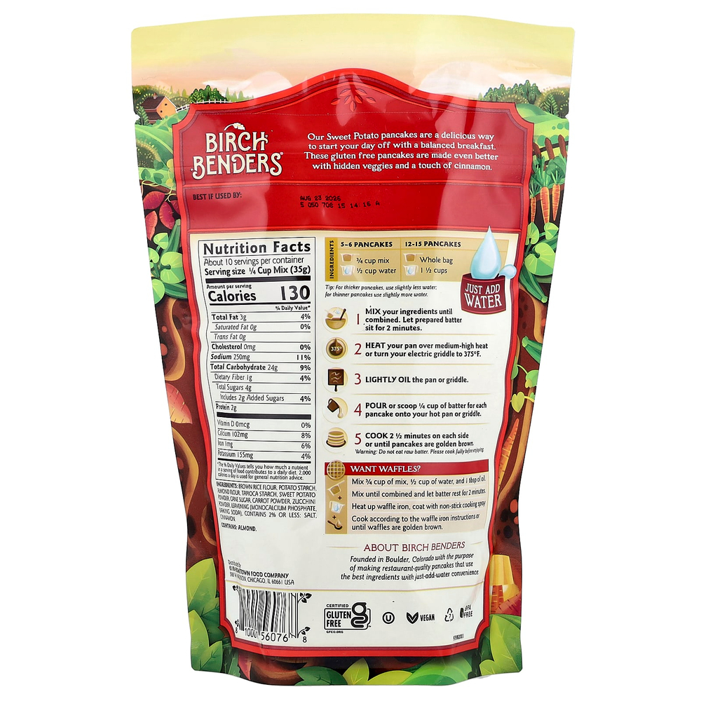 Birch Benders, смесь для приготовления блинов и вафель, батат, 340 г (12 унций)