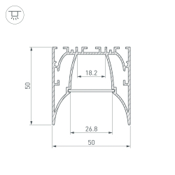 Профиль ARH-LINE-5050-COMFORT-2000 ANOD (Arlight, Алюминий) 036353