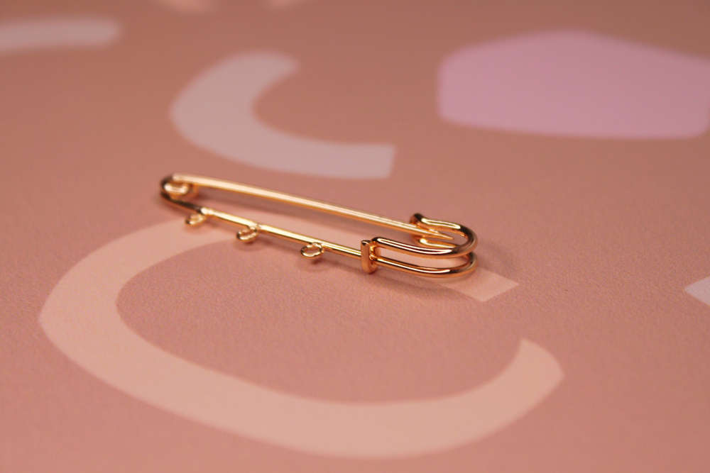 Булавка-брошь для подвесок 50 мм позолота