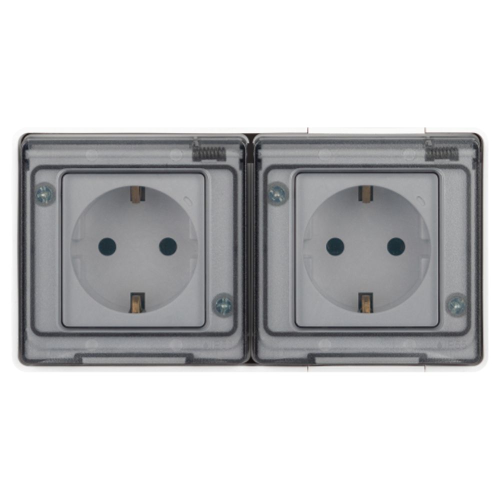 Розетка ЭРА Эксперт 11-2503-01 2х2P+E гориз. IP55, 16A-250В, ОУ, белый