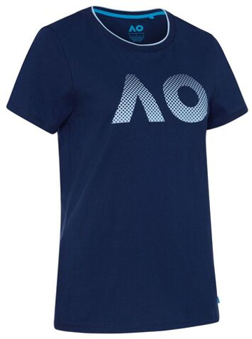 Женская теннисная футболка Australian Open T-Shirt AO Textured Logo - небесный