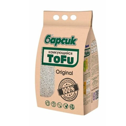 Наполнитель биоразлагаемый для кошачьего туалета Барсик ToFu ORIGINAL, соевый комкующийся 2 шт. по 2,3 кг/4,54 л (4,6 кг/9,08 л)