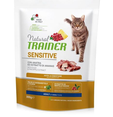 Сухой корм Trainer Natural CAT SENSITIVE ADULT WITH DUCK для взрослых кошек чувствительных и склонных к аллергии с уткой 300 г