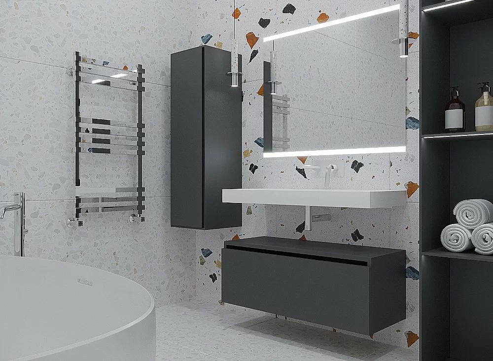 Тумба с раковиной Armadi Art Flat 120 2 ящика, антрацит матовый