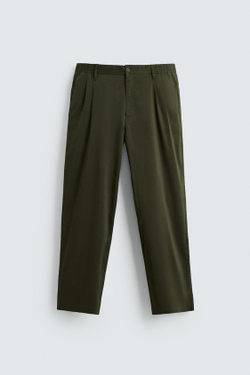 ZARA ЛЕГКИЕ БРЮКИ RELAXED FIT, ЗЕЛЕНЫЙ