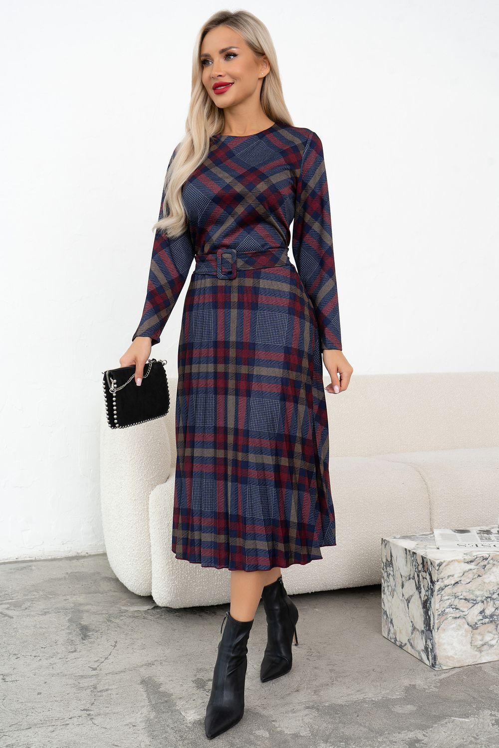 Платье Сильвия (синий/красный/бежевый) Р11-1086/16 Nikol (Акция)