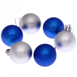 Новогодние шары 4 см (набор 6 шт) «Матовый», микс (серебро/синий)