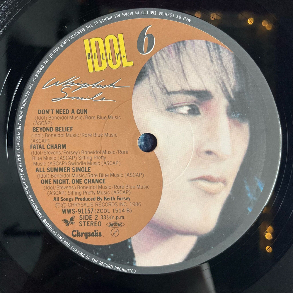 Винтажная виниловая пластинка LP Billy Idol Whiplash Smile (Japan 1986) (No Obi)