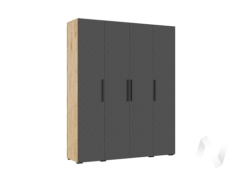 Шкаф 4-х ств (1800) Спальня Флэш (дуб крафт/браш графит)