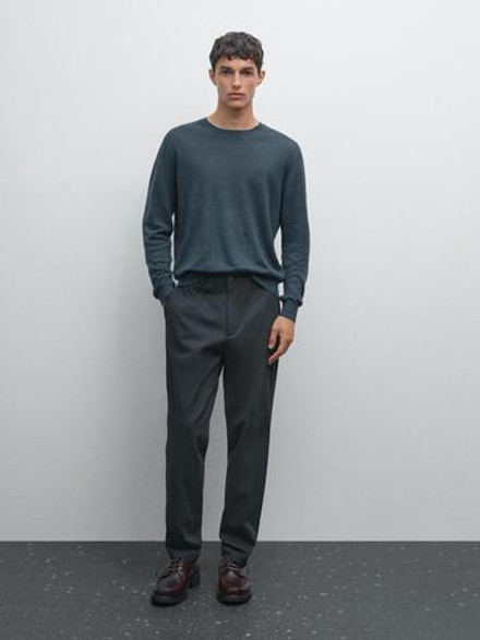 Massimo Dutti Джоггеры из смесового хлопка. темно-синий