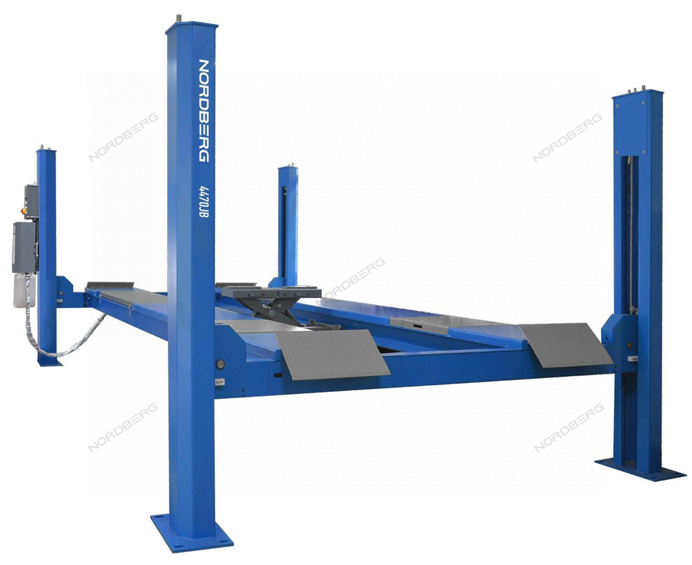 Подъемник 4-стоечный 7 т, c ручной траверсой 3 т N434, для сход-развала, 380 В, синий NORDBERG 4470J