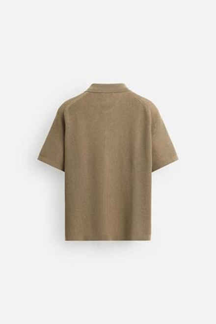 ZARA ТРИКОТАЖНАЯ РУБАШКА СВОБОДНОГО КРОЯ, ТЕМНО-БЕЖЕВЫЙ