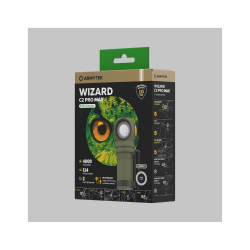 Налобный фонарь Armytek Wizard C2 Pro Max Olive — компактный корпус из авиационного алюминия с высокой ударостойкостью и премиальным анодированием.