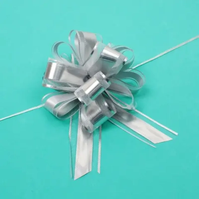 Бант для оформления подарка «Изящный подарок» 5 см, d=15 см, Серебро