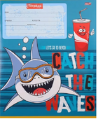 Тетрадь 12л А5 клетка "Акула-сёрфер". (12-4360). (Проф-пресс)