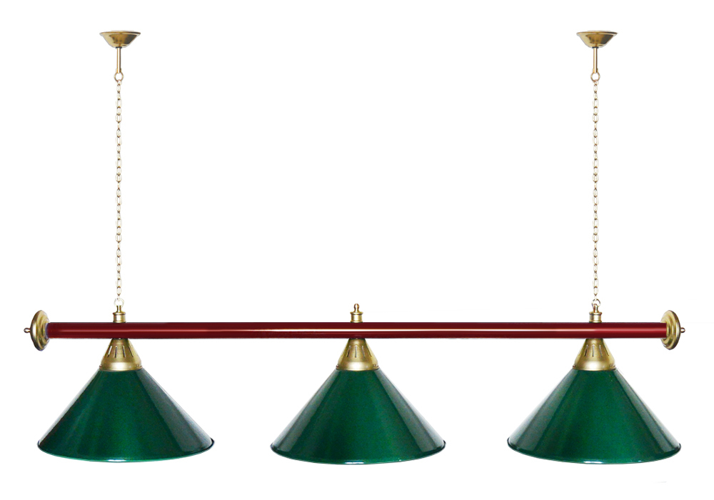 Лампа STARTBILLIARDS 3 пл. (плафоны зеленые,штанга золотая,фурнитура золото)