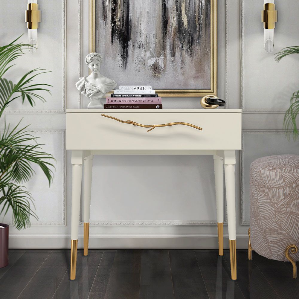 Консоль Арт Колор matte Стайл Голд Кремовый белый матовый