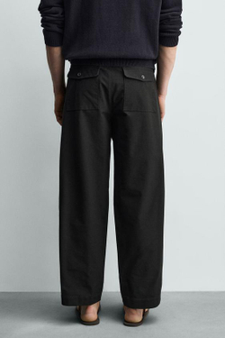 ZARA БРЮКИ BALLOON FIT, ЧЕРНЫЙ