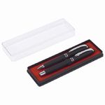 Набор ручек Brauberg Duetto (шариковая 1мм + перьевая 0.5мм), синие, корпус черный